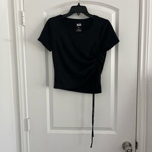 SO Black Ruched Crop T-Shirt